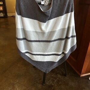 Gray and White barefoot dreams Striped Poncho/Shawl